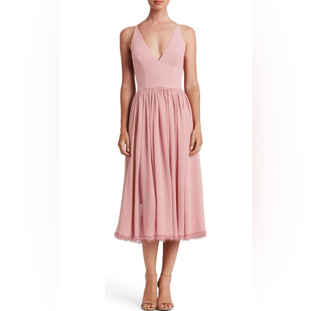 Dress the Population - Alicia Mixed Media Midi Dress - Size S - Blush